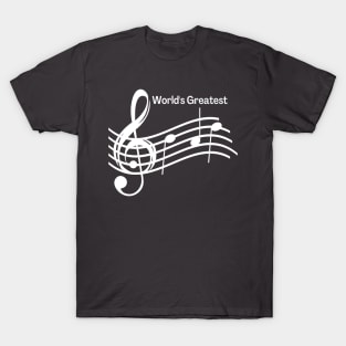 World's Greatest Dad for Musicians - White Print T-Shirt